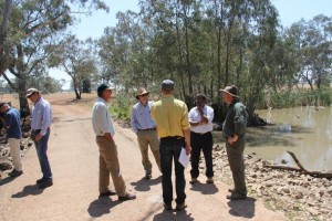 LRWG on site inspection trip 8 November 2013 discussing the effect of Burrawang West Weir on inundation regimes (Image: Jo Lenehan, LLS)
